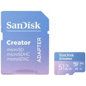 Tarjeta de Memoria MICRO SD Sandisk Creator 512GB V30 A2 U3 4K UHD-SDSQXAV-512G-GN6MS