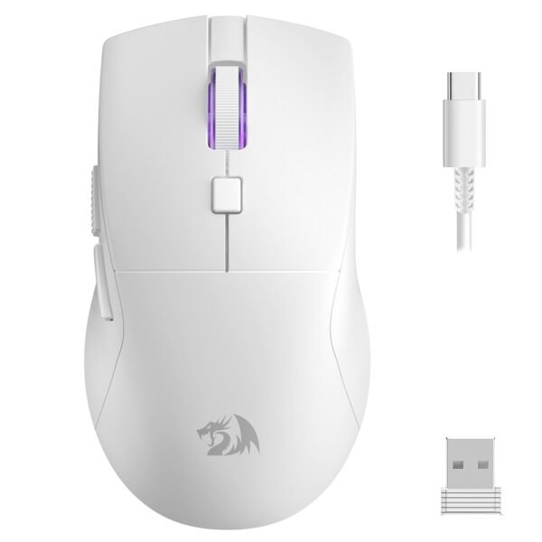 Mouse Gamer Wireless Redragon M618W-LIT Azzmach Bluetooth 8000DPI Blanco
