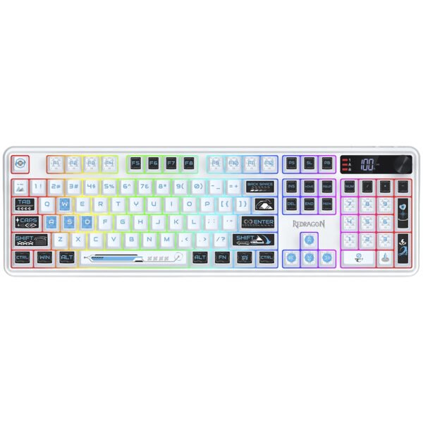 Teclado Gamer REDRAGON K526WB-Pro RM104 Pro Volcano Wireless RGB Inglés-Blanco