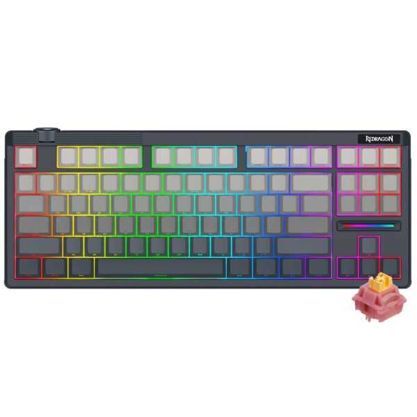 Teclado Gamer Mecánico REDRAGON K729SP-RGB-Pro Otiim Pro Wireless RGB Inglés-Negro Gris