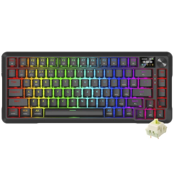 Teclado Gamer Mecánico REDRAGON K724RGB-Pro Behemoth Pro Wireless RGB Green Inglés-Negro