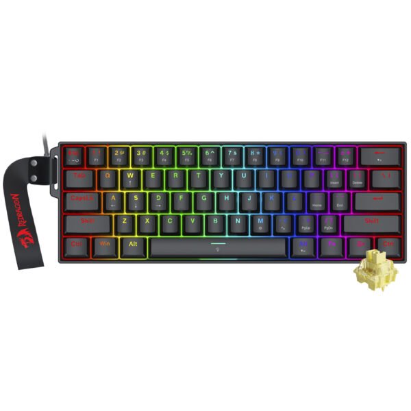 Teclado Gamer Magnético REDRAGON K617RGB-Mp Fizz Mini USB RGB Inglés-Negro