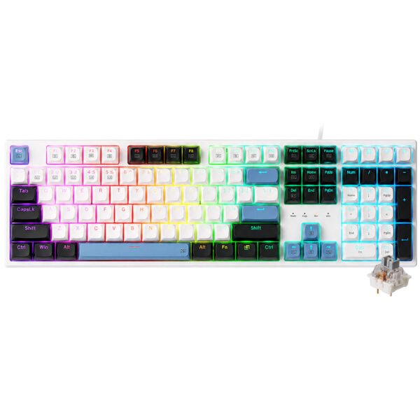 Teclado Gamer Mecánico REDRAGON K668WGB-RGB Trundle USB RGB Inglés-Blanco Negro