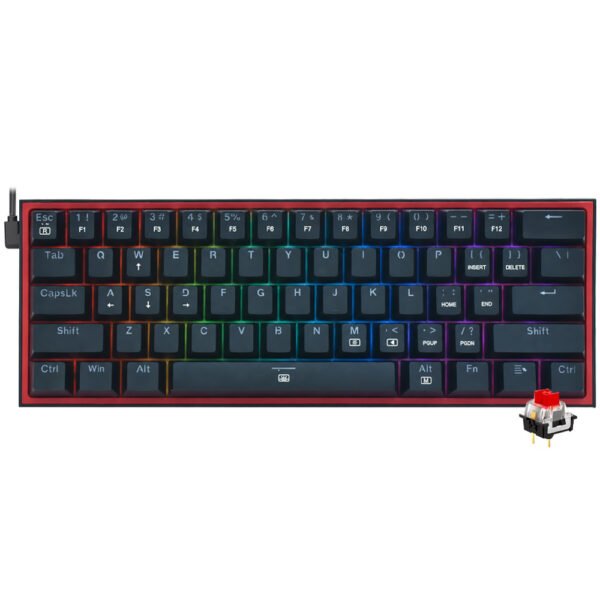 Teclado Gamer Mecánico REDRAGON K617-RGB Fizz Mini USB RGB Red Inglés-Negro