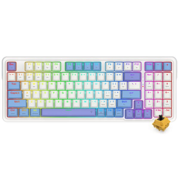 Teclado Gamer REDRAGON K664WBP-RGB-Pro Gloria Pro Wireless RGB Inglés-Blanco Azul