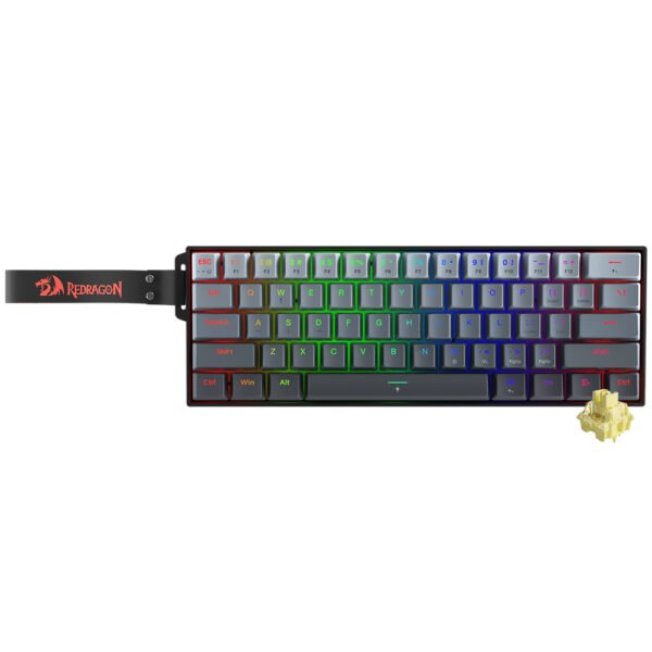 Teclado Gamer Magnético REDRAGON K617GGB-RGB-Mp Fizz Mini USB RGB Inglés-Negro Gris