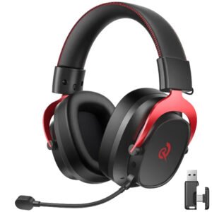 Auricular Con Micrófono Gamer QCY Heroad Vt200 Tri-Mode Edition Con Cable Negro Rojo (BH25H8DG)