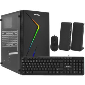 Gabinete Gamer Ftx FTX271R 500VA Mouse Teclado Portugués Altavoz Parlante Negro