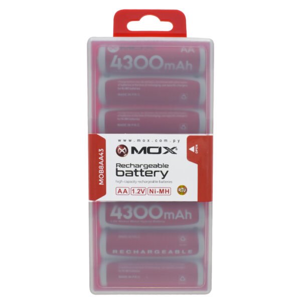 Pilas Recargable Mox MOB8AA43 4300MAH AA 1.2V-KIT con 8