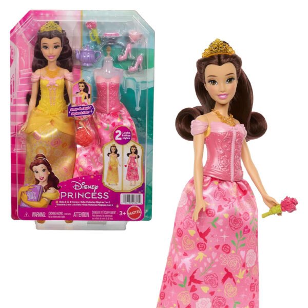 Muñeca Mattel Barbie Disney Princess Stories Fashion - Belle 2-IN-1 (jfj82)