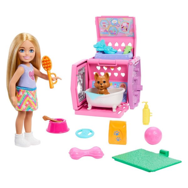 Muñeca Mattel Barbie Family & Friends: Club Chelsea - Puppy Carrier Playset (jdf89)