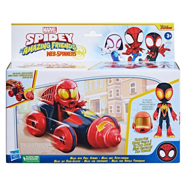 Figura Hasbro Marvel Spidey And His Amazing Friends - Miles Morales With Drill Spinner (9214)