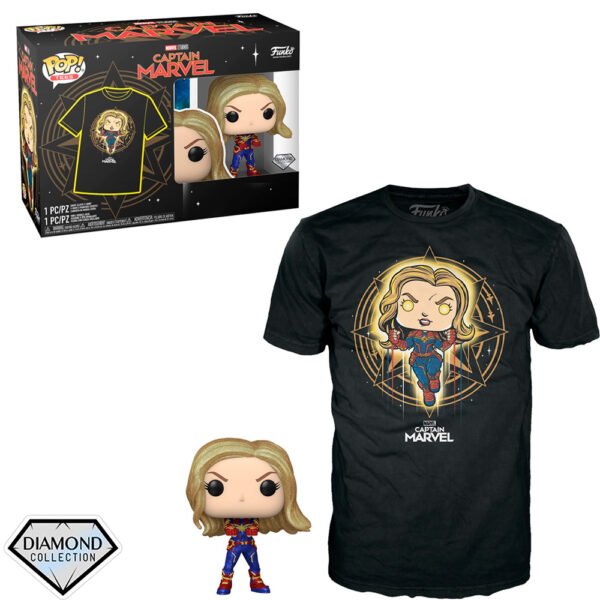 Box Funko Pop Marvel - Captain Marvel + Camiseta Tee Bundle *l*