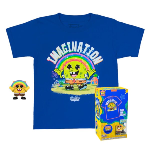 Box Funko Pop Pocket Spongebob Squarepants - Spongebob W/rainbow + Camiseta Tee Bundle *m* (kid)