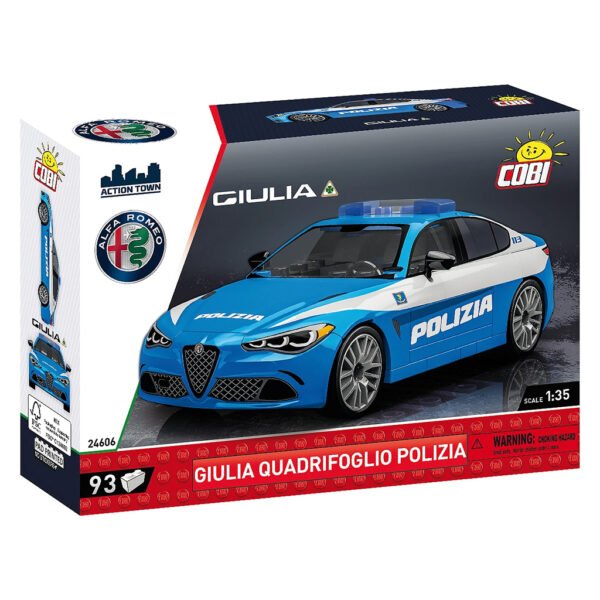 Juguete de Armar Cobi Blocks - Alfa Romeo Giulia Quadrifoglio Polizia 90 Piezas - Escala 1/35 (24605)