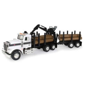 Camión Tomy Ertl Big Farm - Peterbilt 367 Logging Truck And Fup Trailer 46720-WHITE-ESCALA 1/16