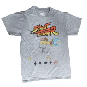 Camiseta Street Fighter Ryu Hadouken Gris - Talla P