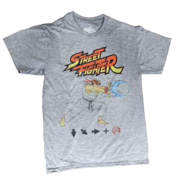 Camiseta Street Fighter Ryu Hadouken Gris - Talla P