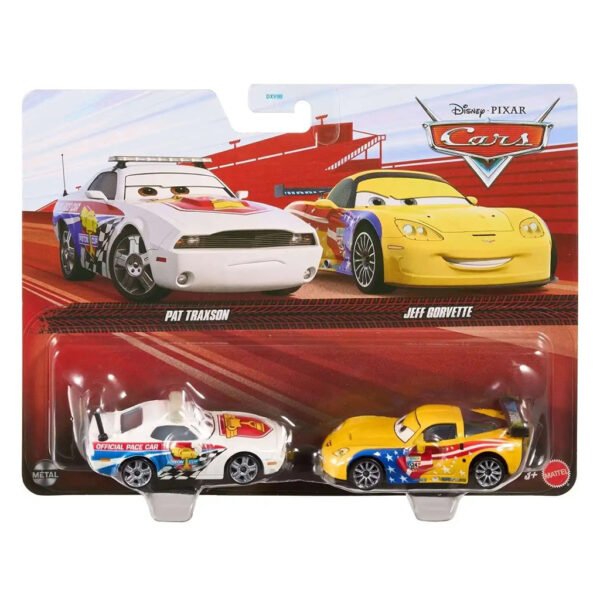 Carrito Mattel Disney Pixar Cars 2-PACK-PAT Traxson & Jeff Corvette (jkw72)