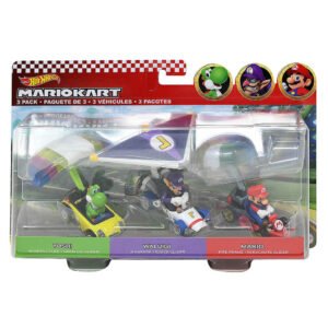 Carro Hot Wheels Mario Kart 3-PACK-YOSHI, Waluigi & Mario (9045
