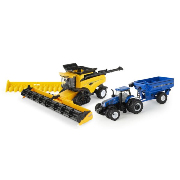 Cosechadora Y Tractor Ertl - New Holland Harvest Set Cr8.90 Smartrax Combine Tractor & Cart - Escala 1/64 (13996)