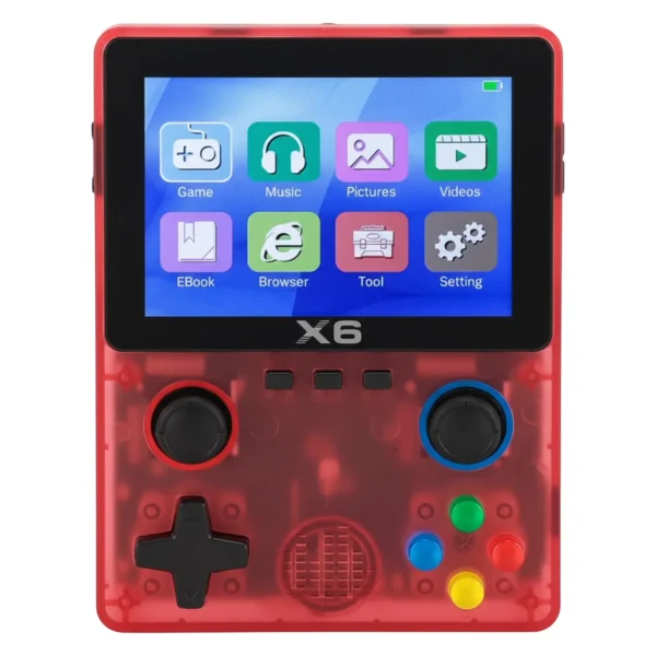 Consola Portátil X6 32GB Pantalla 3.5"-Rojo Transparente
