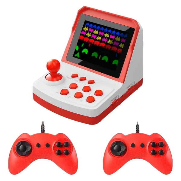 Consola Retro Arcade A6 Plus Pantalla 3.5" 912 Juegos + 2 Controles - Blanco y Rojo