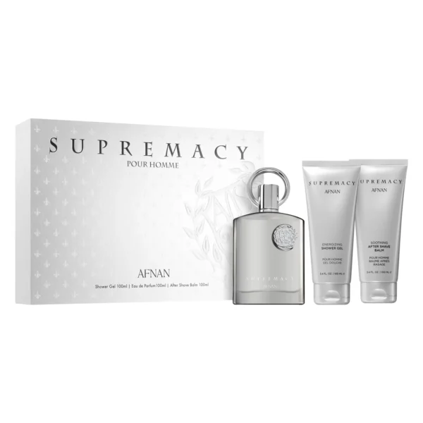 Kit Afman Supremacy Silver Perfume Eau de Parfum Masculino 100ml + Shower Gel + Loción Corporal