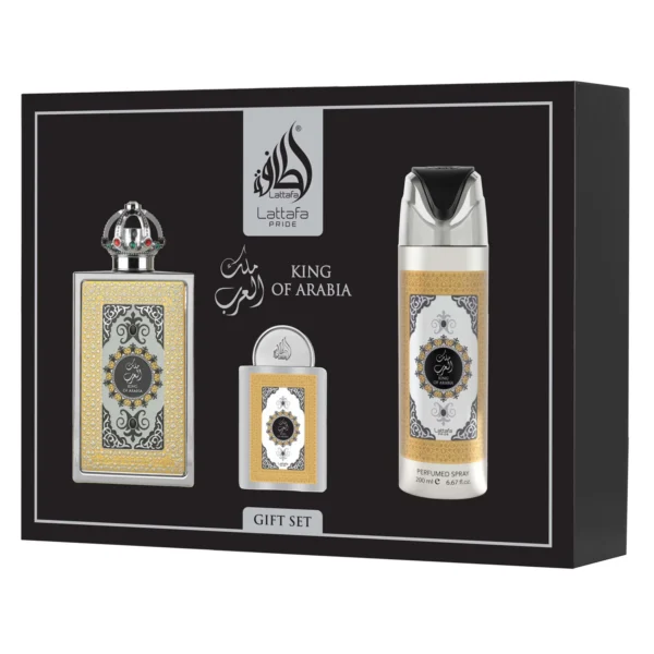Kit Lattafa King of Arabia Gift Set Eau de Parfum UNISEX-3 Unidades