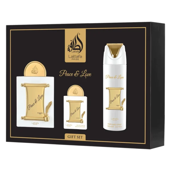 Kit Lattafa Peace & Love Gift Set Eau de Parfum UNISEX-3 Unidades