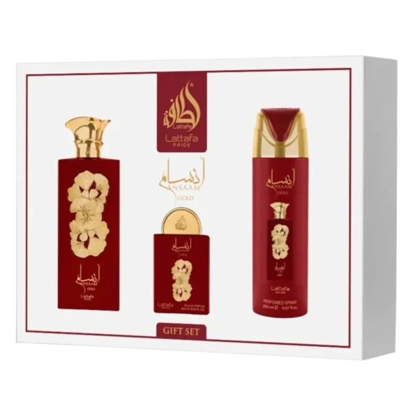 Kit Lattafa Pride Ansaam Gold Gift Set Eau de Parfum UNISEX-3 Unidades