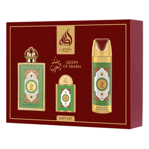 Kit Lattafa Queen of Arabia Gift Set Eau de Parfum FEMENINO-3 Unidades