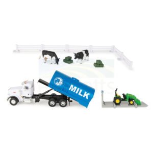 Playset Camión Jo2 Hn Deere Peterbilt Switch N Load: Tractor, Tanque de Leite, Fardos, Vacas e Acessórios - Escala 1/32
