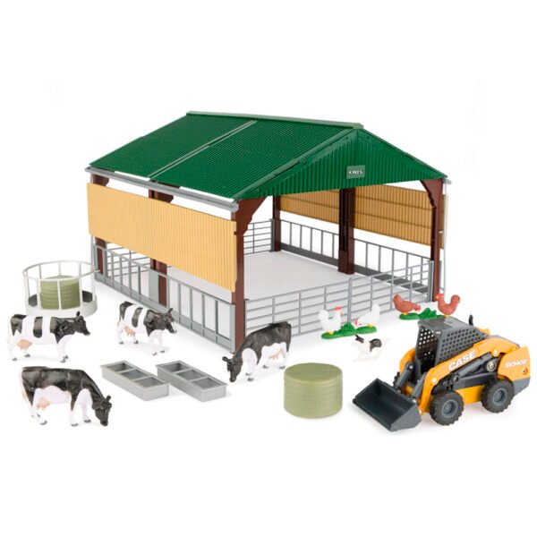 Playset Tomy Ertl - Case Skid Steer With Shed Playset - Escala 1/32 (47251)