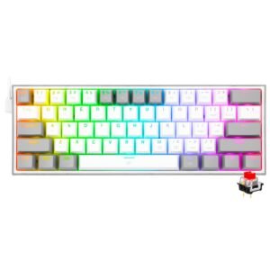 Teclado Gamer Mecánico REDRAGON K617-RGB Fizz Mini USB Red Inglés-Blanco Gris