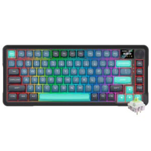 Teclado Gamer Mecánico REDRAGON K724GBG-RGB-Pro Behemoth Pro Wireless RGB Inglés-Azul Negro