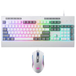 Teclado+mouse Gamer REDRAGON Essentials S151W USB RGB Inglés-Blanco