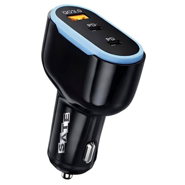 Cargador de Batería Vehicular Satellite A-CC2014 30W USB 2 USB-C-Negro