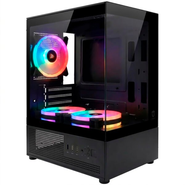 Gabinete Gamer Satellite K8501 Micro ATX 3 Cooler Negro
