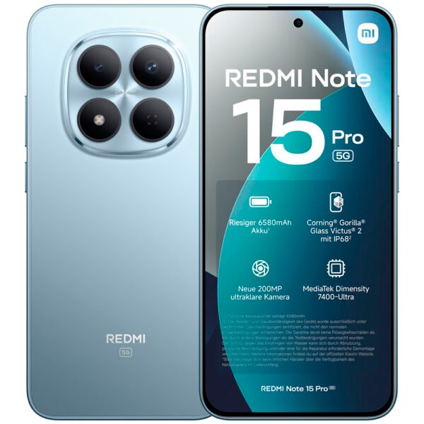 Celular Xiaomi Redmi Note 15 Pro 5G 12GB de RAM / 512GB / Pantalla 6.83" / Dual SIM 5G-GLACIER Azul (Global)