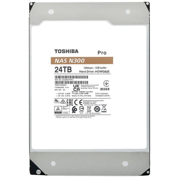 HDD Toshiba 24 TB N300 Pro NAS 3.5" SATA 3 7200RPM-HDWG82EXZSTB