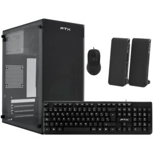Gabinete Gamer Ftx FTX255 500VA Mouse Teclado Español Altavoz Parlante Negro