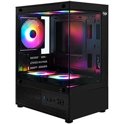 Gabinete Gamer Macrovip Max Aqua Series Mid Tower 5 Cooler RGB Negro (MV-TCXU2001F5B)