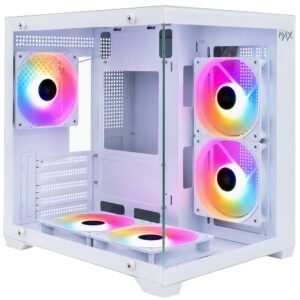 Gabinete Gamer Macrovip Max Aqua Series Mini Tower 5 Cooler RGB Blanco (MV-TCXM275F5W)