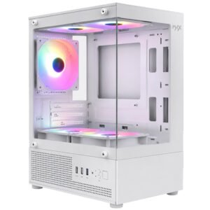 Gabinete Gamer Macrovip Max Aqua Series Mid Tower 5 Cooler RGB Blanco (MV-TCXU2001F5W)