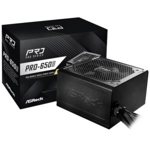 Fuente de Alimentación Asrock PRO 650B V2 650W ATX No Modular 80 Plus Bronze Bivolt Negro (Atx 3.1)