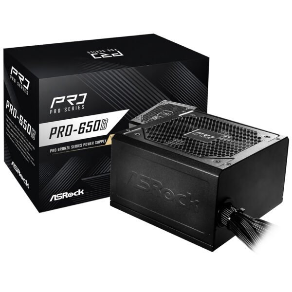 Fuente de Alimentación Asrock PRO 650B V2 650W ATX No Modular 80 Plus Bronze Bivolt Negro (Atx 3.1)