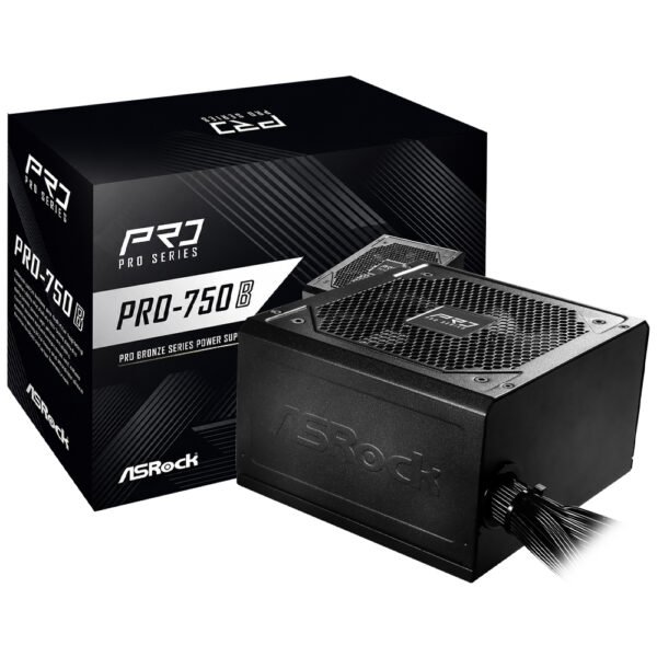Fuente de Alimentación Asrock PRO 750B V2 750W ATX No Modular 80 Plus Bronze Bivolt Negro (Atx 3.1)