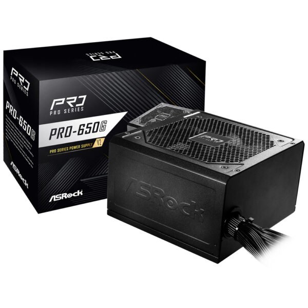 Fuente de Alimentación Asrock PRO 650G V2 650W ATX No Modular 80 Plus Gold Bivolt Negro (Atx 3.1)