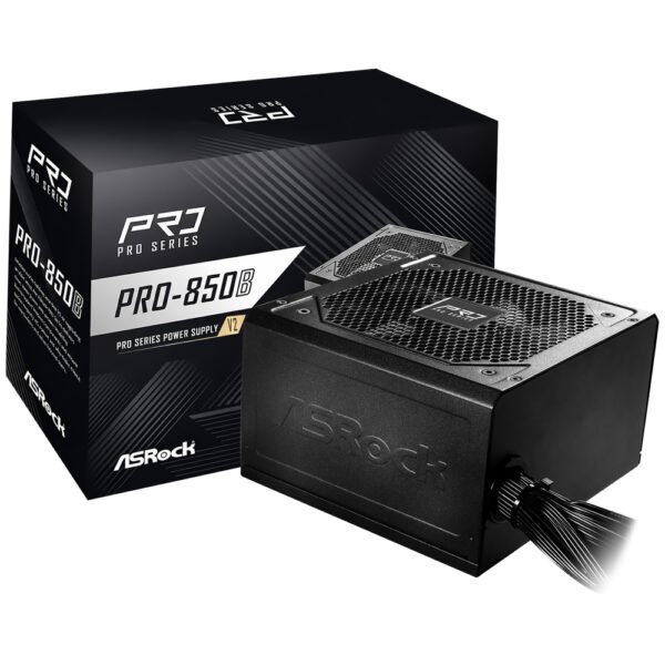 Fuente de Alimentación Asrock PRO 850B V2 850W ATX No Modular 80 Plus Bronze Bivolt Negro (Atx 3.1)